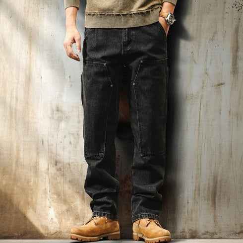 【OUTLET/即納】ダブルニーブラックデニムペインターパンツ P1692