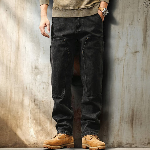 【OUTLET/即納】Double Knee Black Denim Painter Pants P1692