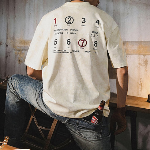 【OUTLET/即納】ナンバーアートバックプリント半袖Tシャツ P0890