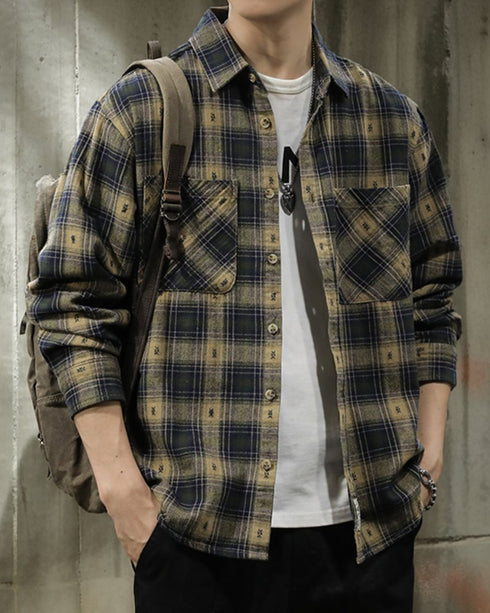 【OUTLET/即納】ヴィンテージパターンチェック長袖シャツ P1594