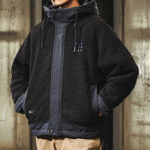 Two-Tone Design Hood Jacket P1873