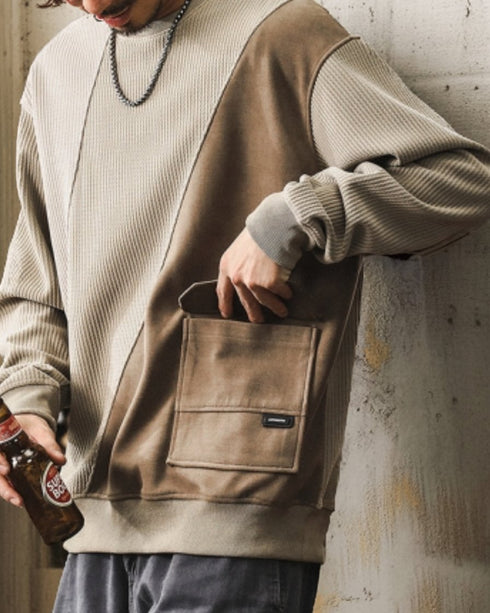 Contrast Line Design Pocket Sweatshirt P1572