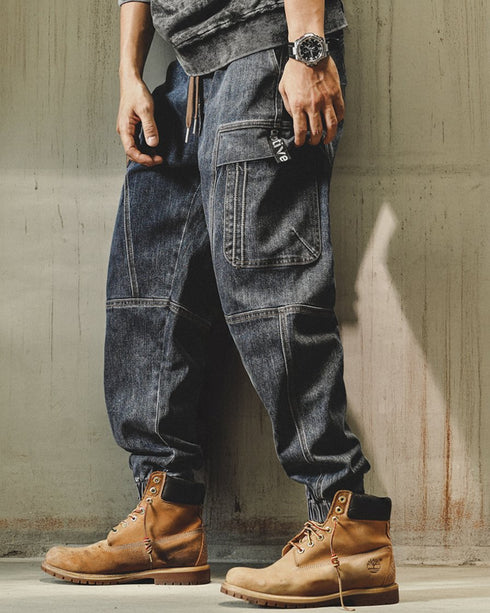 Structured Pocket Cargo Denim Jeans P1539