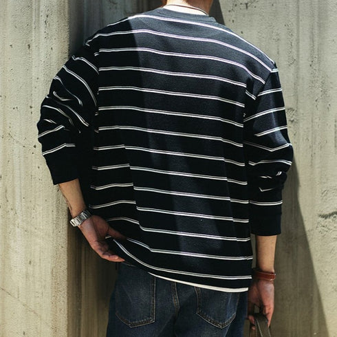 Layered Design Border Skipper Long T-shirt P1972