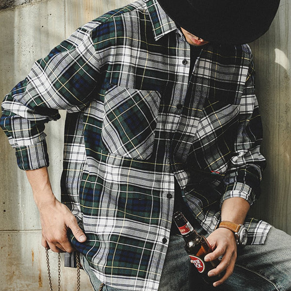 Double Pocket Mixed Check Shirt P1622