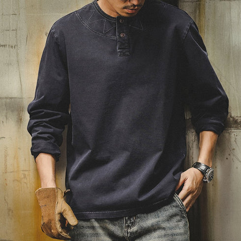 【OUTLET/即納】ヘンリーネッククラシック長袖Tシャツ P1738