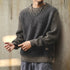 Waffle Texture Crew Neck Knit Sweater P1648