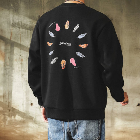 Colorful Feather Circle Back Print Sweatshirt P1837