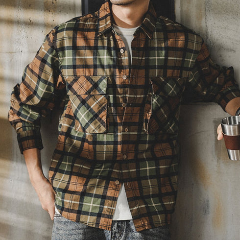 Classic Color Tartan Check Long Sleeve Shirt P1676