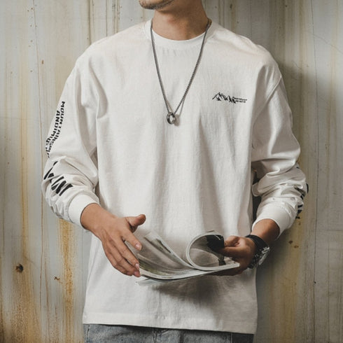 Monotone Style Print Design Long Sleeve T-Shirt P1615