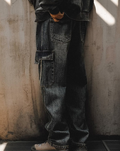 Side Pocket Cargo Denim Jeans P1543