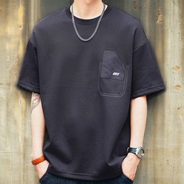 Contrast Pocket Minimal Design Short Sleeve T-Shirt P1386