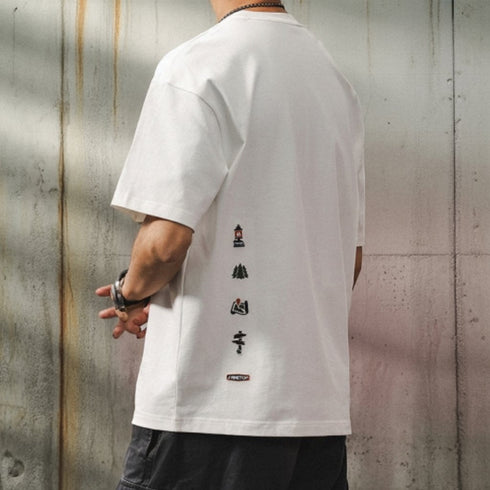 【OUTLET/即納】アウトドアモチーフバックグラフィック半袖Tシャツ P1384