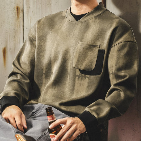 Relax Silhouette Pocket Crewneck Sweatshirt P1849