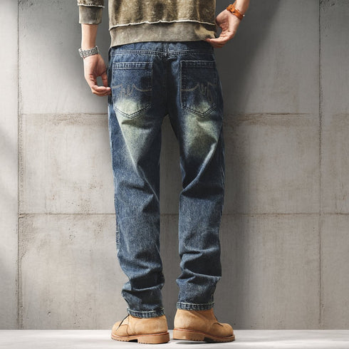 Faded Wash Work Denim Pants P1958