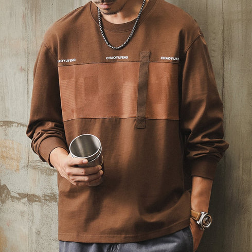 Block Texture Line Long sleeve T-Shirt P1678