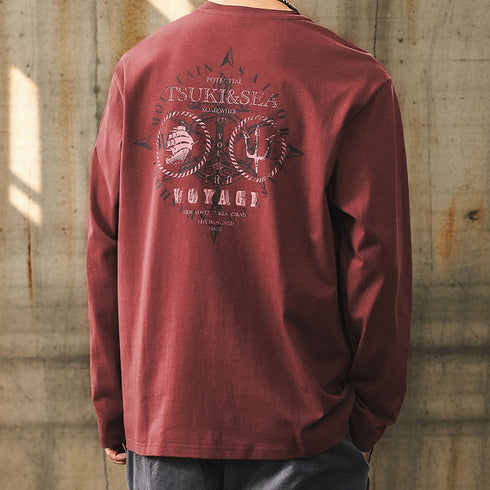 Simple Line Motif Long Sleeve T-Shirt P1602