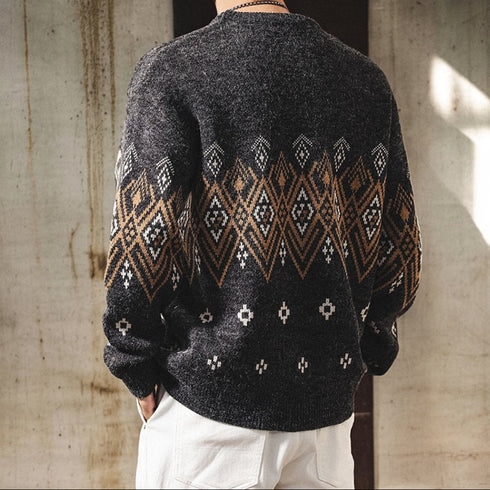 Geometric Pattern Nordic Knit Sweater P1852