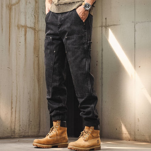 【OUTLET/即納】Double Knee Black Denim Painter Pants P1692