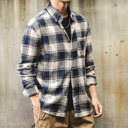 Plaid Long-sleeved Shirt P0085