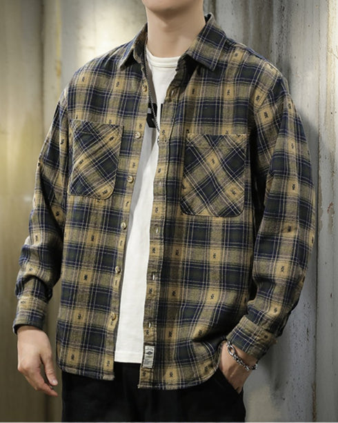 【OUTLET/即納】ヴィンテージパターンチェック長袖シャツ P1594