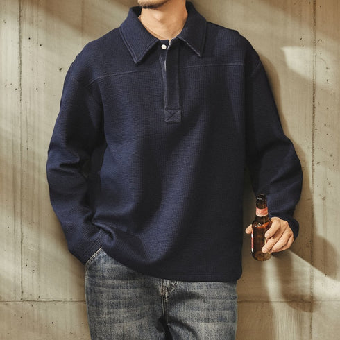 Loose Fit Long Sleeve Polo Shirt P1948