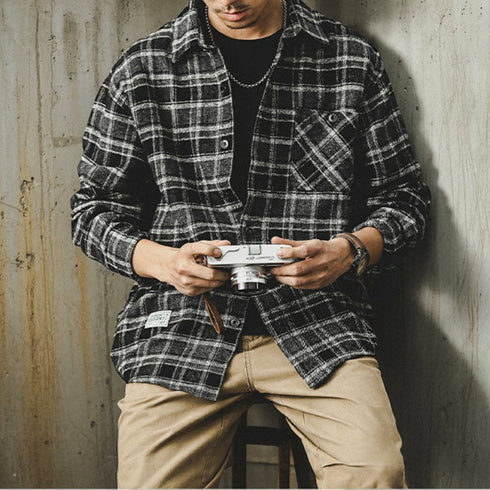 Urban Style Check Pattern Long Sleeve Shirt P1707