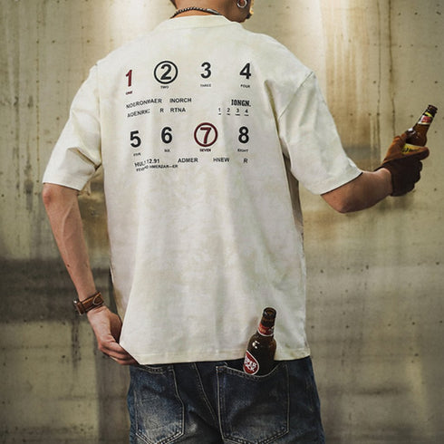 Number Art Back Print T-Shirt P0890