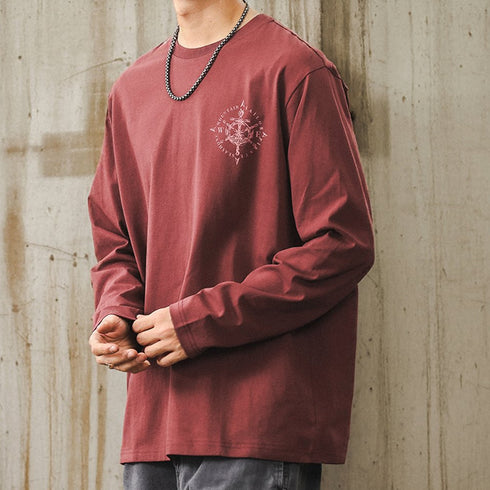 Simple Line Motif Long Sleeve T-Shirt P1602