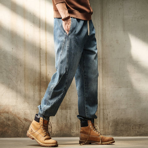 Vintage Wash Denim Jogger Pants P1781