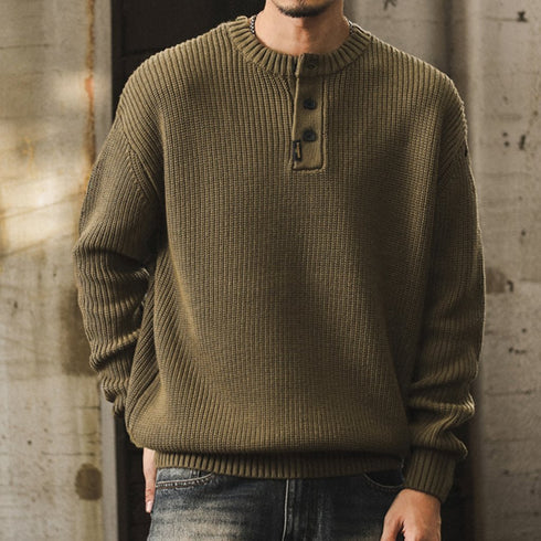 Henley Neck Knit Sweater P1650