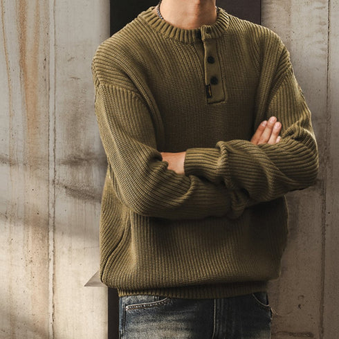 Henley Neck Knit Sweater P1650