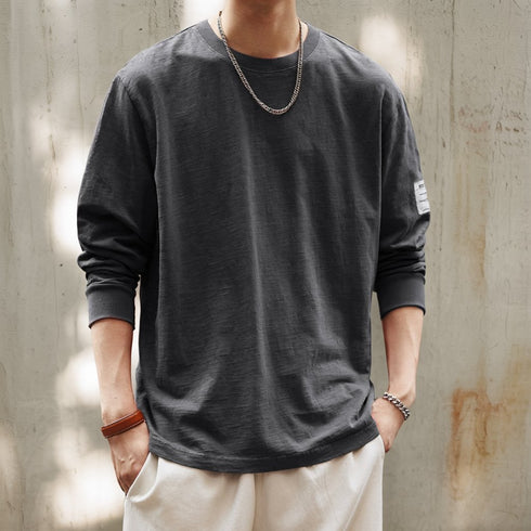 Natural Texture Crew Neck Long Sleeve T-shirt P1792