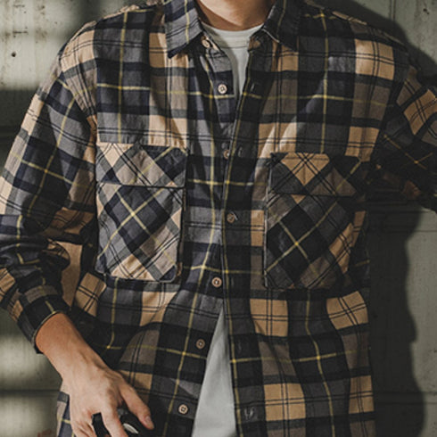 Classic Color Tartan Check Long Sleeve Shirt P1676