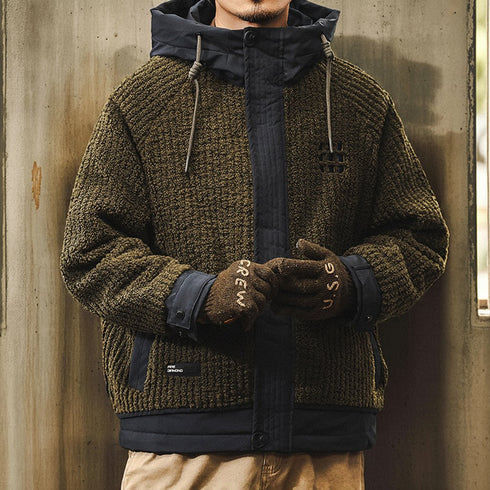 Two-Tone Design Hood Jacket P1873