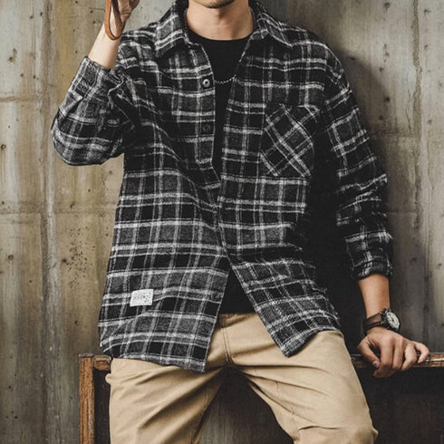Urban Style Check Pattern Long Sleeve Shirt P1707