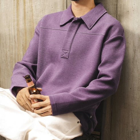 Loose Fit Long Sleeve Polo Shirt P1948
