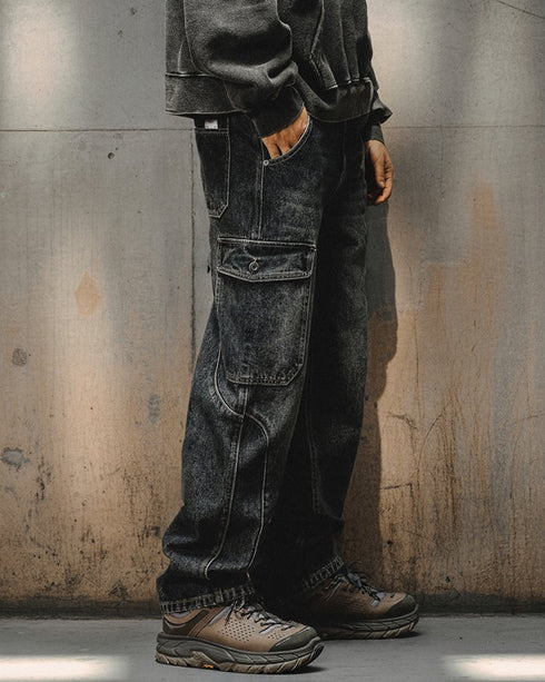 Wide Fit Cargo Denim Jeans P1541