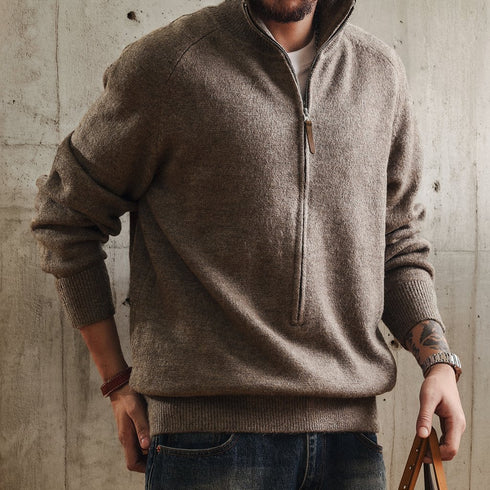 Melange Tone Half Zip Long Knit P1918