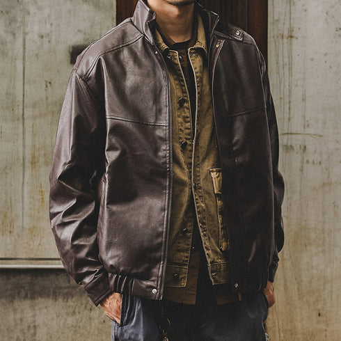 Classic Stand Leather Jacket P1877