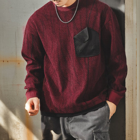 Waffle Texture Utility Pocket Sweater P1860