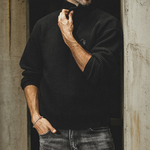 Classic Design Cotton Polo Knit Sweater P1656