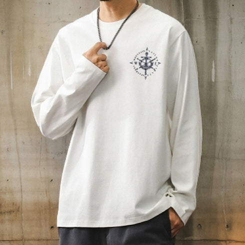 Simple Line Motif Long Sleeve T-Shirt P1602