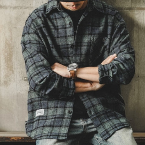 Urban Style Check Pattern Long Sleeve Shirt P1707