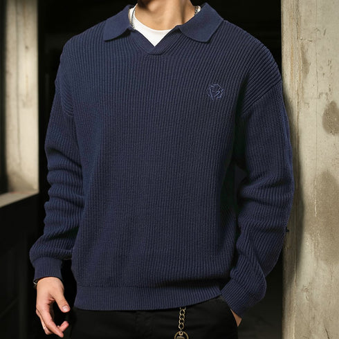 Classic Design Cotton Polo Knit Sweater P1656