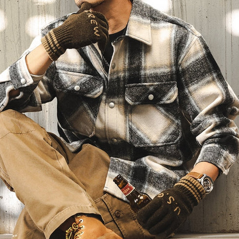 Monotone Block Pattern Long Sleeve Shirt P1675