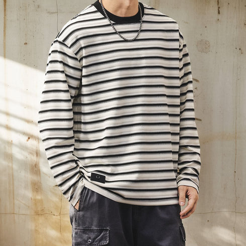 Border Crew Neck Long Tee P1686