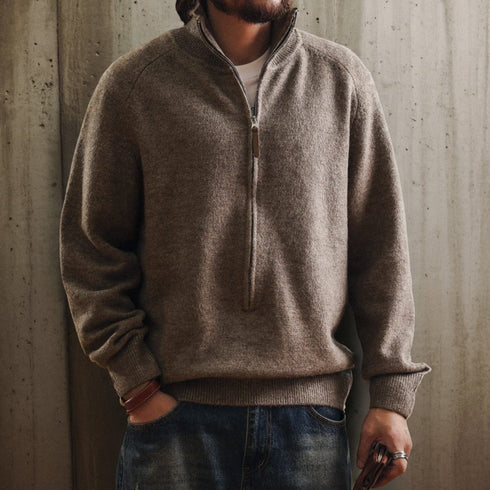 Melange Tone Half Zip Long Knit P1918