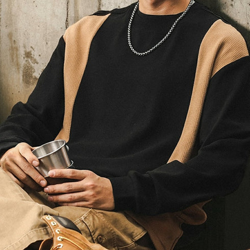 Line Contrast Minimal Waffle Long Tee P1666