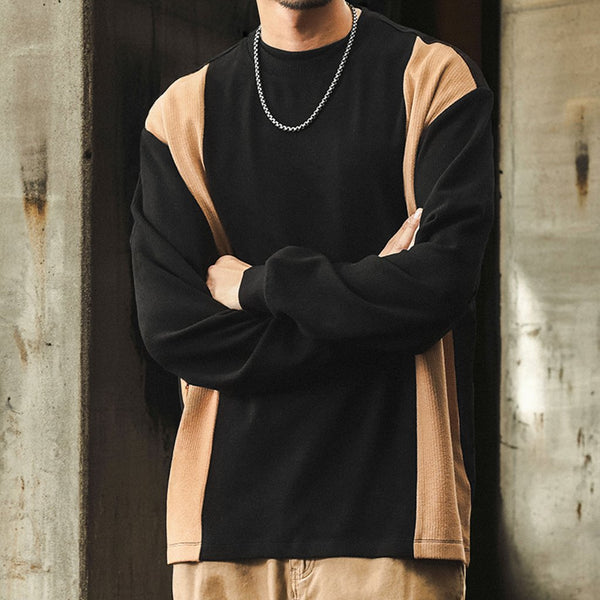 Line Contrast Minimal Waffle Long Tee P1666